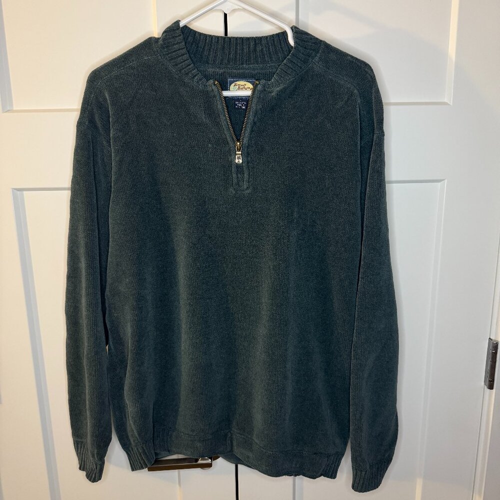 Tommy Bahama Men's Green Knit Sweater Long Sleeve Sweatshirt 1/4 Zip Size M